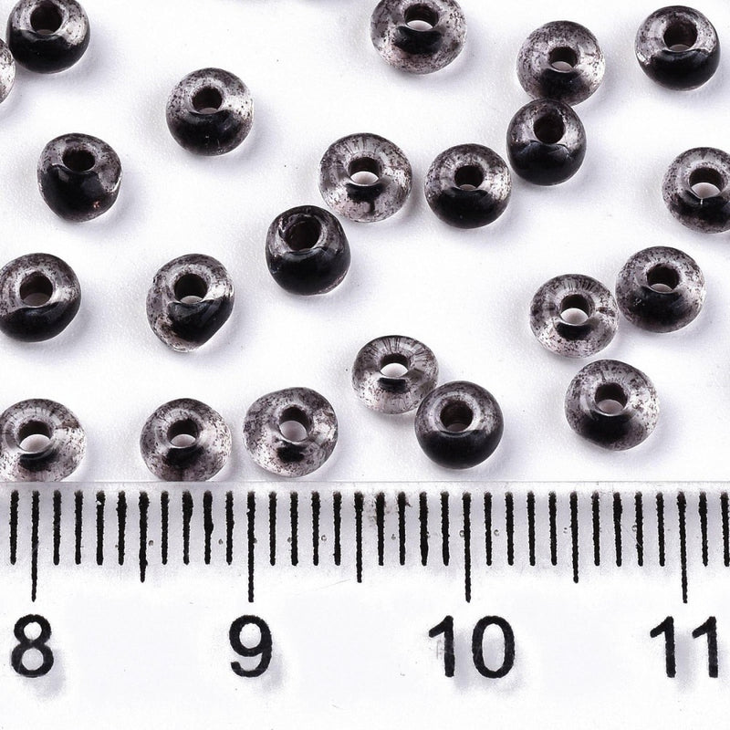 4mm Seed Beads ~ 20g ~ Inside Colours Black