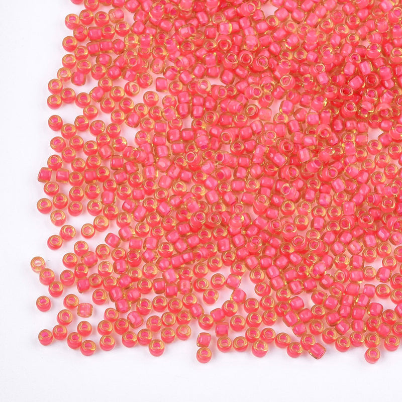 FGB Seed Beads ~ Size 11/0 ~ Inside Colours - Tomato ~ 20 grams