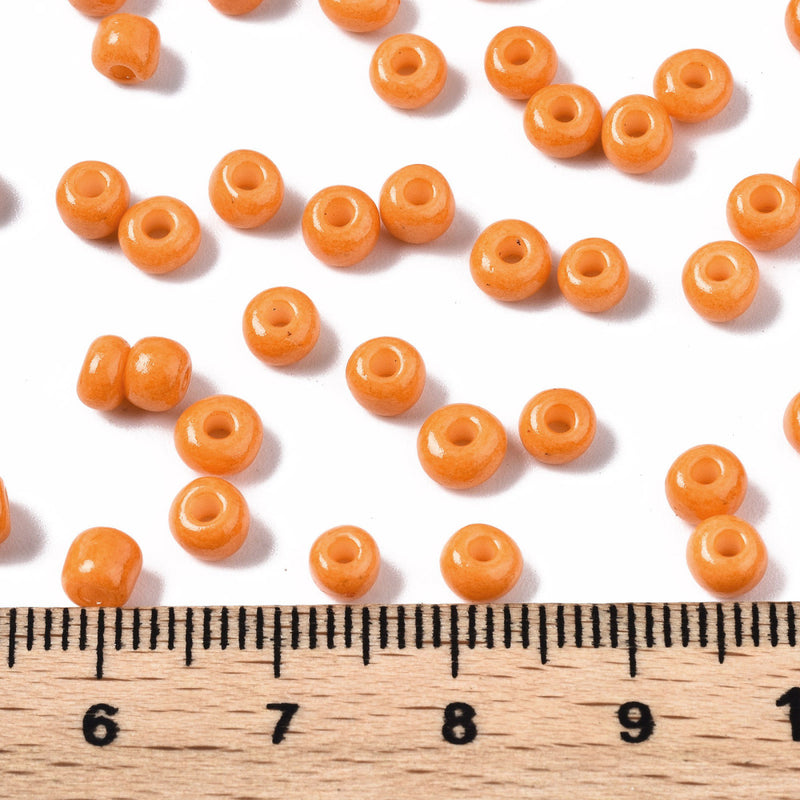4mm Seed Beads ~ 20g ~ Opaque Orange