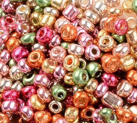 3mm Glass Seed Beads ~ 20g ~ Mixed Metallic Colours