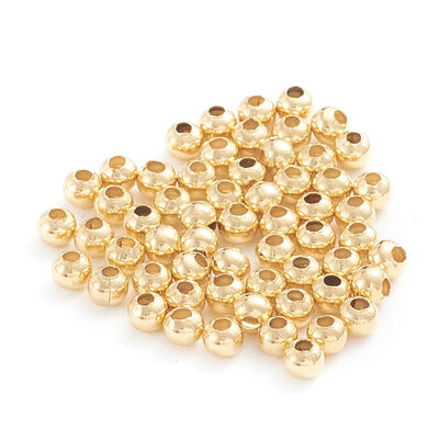 2mm Round Gold Plated Stainless Steel Spacer Beads ~ Pack of 50