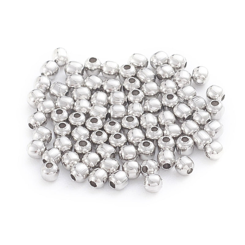 2mm Round Stainless Steel Spacer Beads ~ Pack of 50