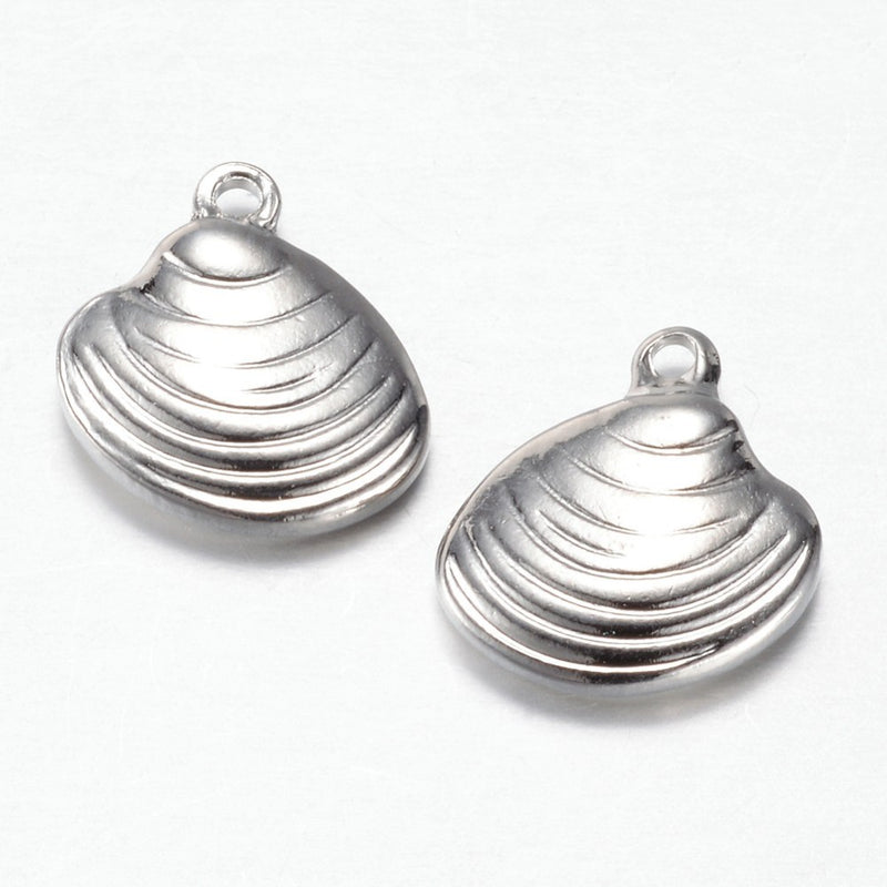 14mm Stainless Steel Shell Charms ~ Pack of 2