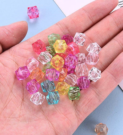 The Bead Store 8x8mm Acrylic Faceted Cube Beads Mixed Colours ~ 50 beads