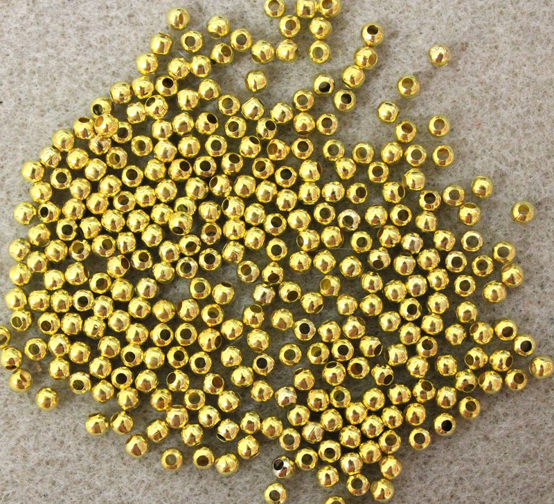 The Bead Store 3mm Round Gold Plated Spacer Beads