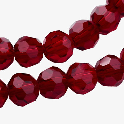 The Bead Store 4mm Faceted Round Glass Beads Dark Red