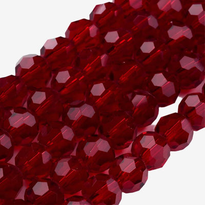 The Bead Store 4mm Faceted Round Glass Beads Dark Red