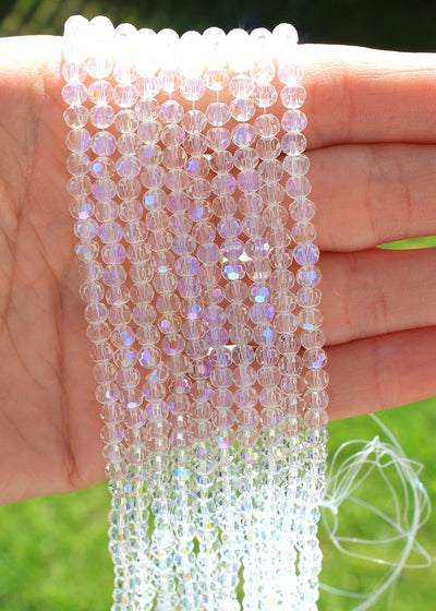 The Bead Store 4mm Round Glass Beads Crystal AB