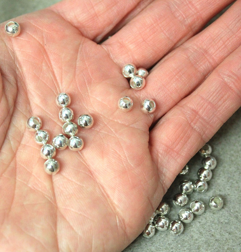 The Bead Store 5mm Round Silver Plated Metal Spacer Beads Pack of 50