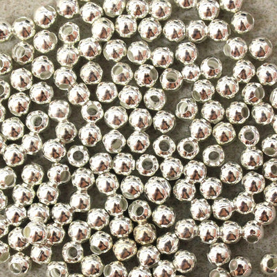 The Bead Store 5mm Round Silver Plated Metal Spacer Beads Pack of 50