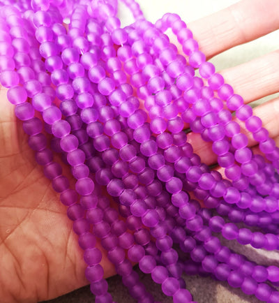 1 Strand of 6mm Round Frosted Glass Beads ~ Light Purple ~ approx. 140 beads