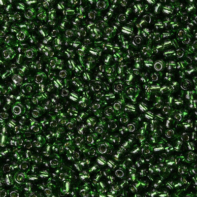 The Bead Store 2mm Seed Beads Silver Lined Green