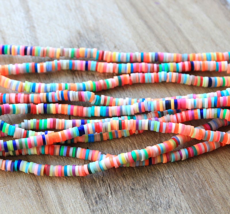 The Bead Store 4mm Polymer Clay Heishi Beads Mixed Colours