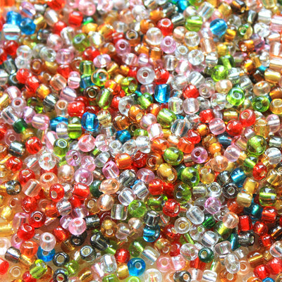 The Bead Store 4mm Seed Beads Silver Lined Colours Mix