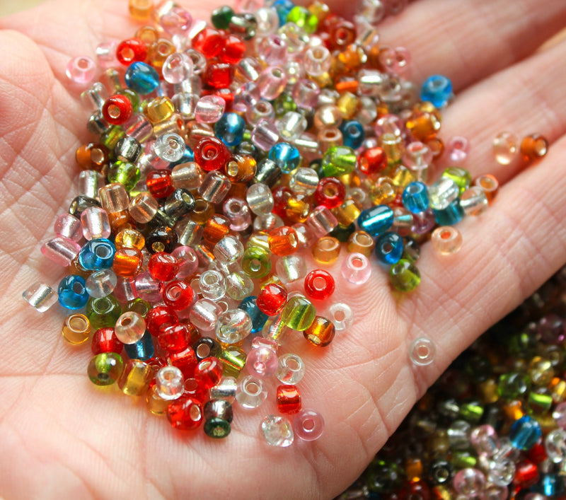 The Bead Store 4mm Seed Beads Silver Lined Colours Mix