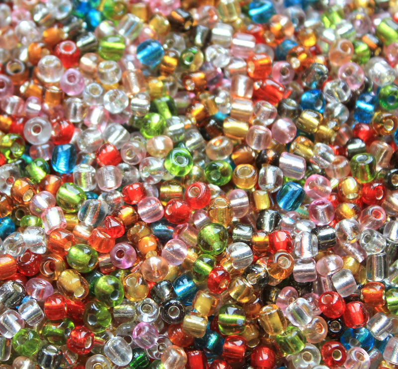 The Bead Store 4mm Seed Beads Silver Lined Colours Mix