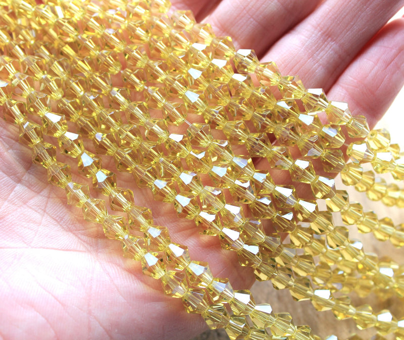 The Bead Store 6mm Glass Bicones Lustred Gold