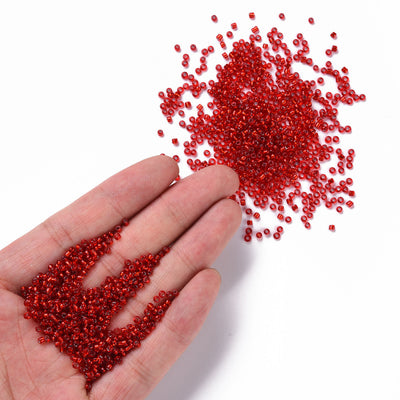 The Bead Store Seed Beads 2mm Silver Lined Red