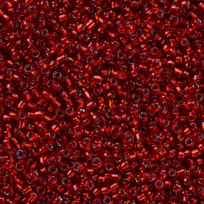 The Bead Store Seed Beads 2mm Silver Lined Red