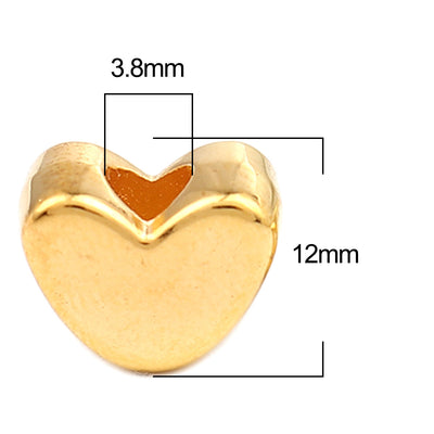 The Bead Sore 12x9mm Gold Plated Acrylic Heart Shaped Beads ~ Pack of 10