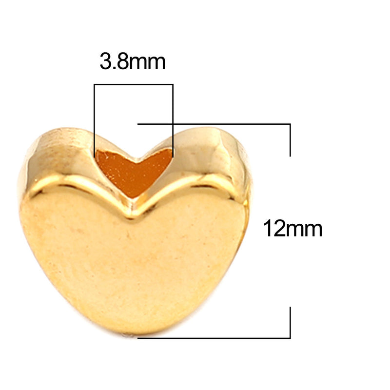The Bead Sore 12x9mm Gold Plated Acrylic Heart Shaped Beads ~ Pack of 10