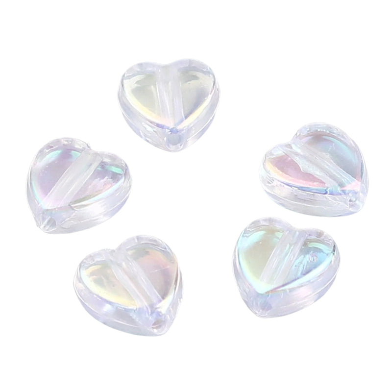 The Bead Sore 9x8mm Acrylic Heart Shaped Beads Crystal AB ~ Pack of 20
