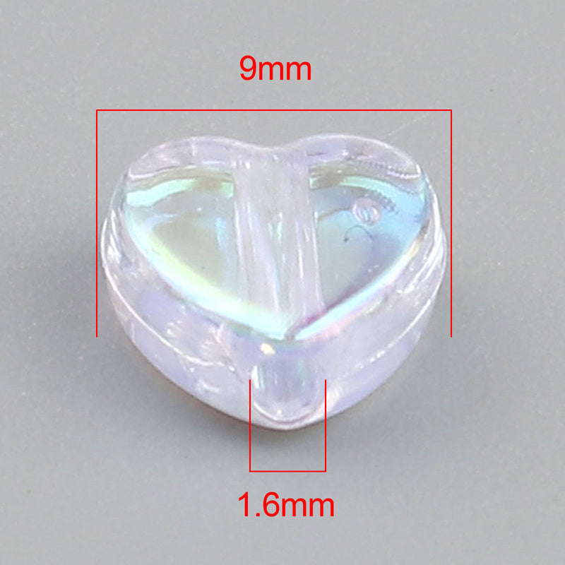 The Bead Sore 9x8mm Acrylic Heart Shaped Beads Crystal AB ~ Pack of 20