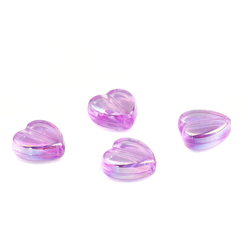 The Bead Sore 9x8mm Acrylic Heart Shaped Beads Light Purple AB ~ Pack of 20