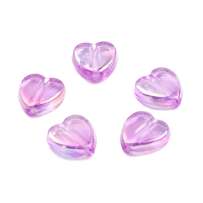 The Bead Sore 9x8mm Acrylic Heart Shaped Beads Light Purple AB ~ Pack of 20