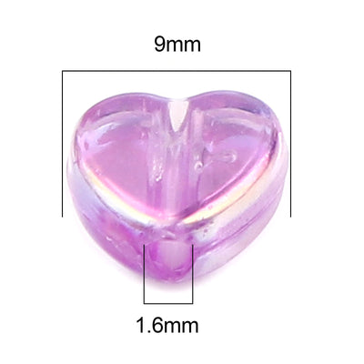 The Bead Sore 9x8mm Acrylic Heart Shaped Beads Light Purple AB ~ Pack of 20