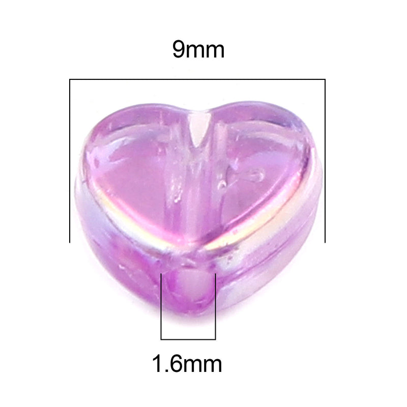 The Bead Sore 9x8mm Acrylic Heart Shaped Beads Light Purple AB ~ Pack of 20