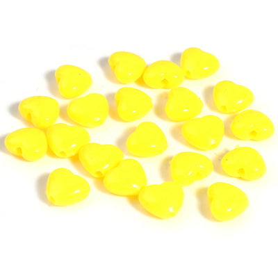 The Bead Sore 9x8mm Acrylic Heart Shaped Beads Yellow Pack of 50 