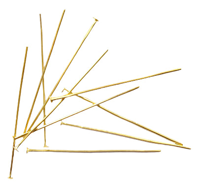 The Bead Store 0.8mm Gold Plated Brass Headpins 50mm Long Pack of 50