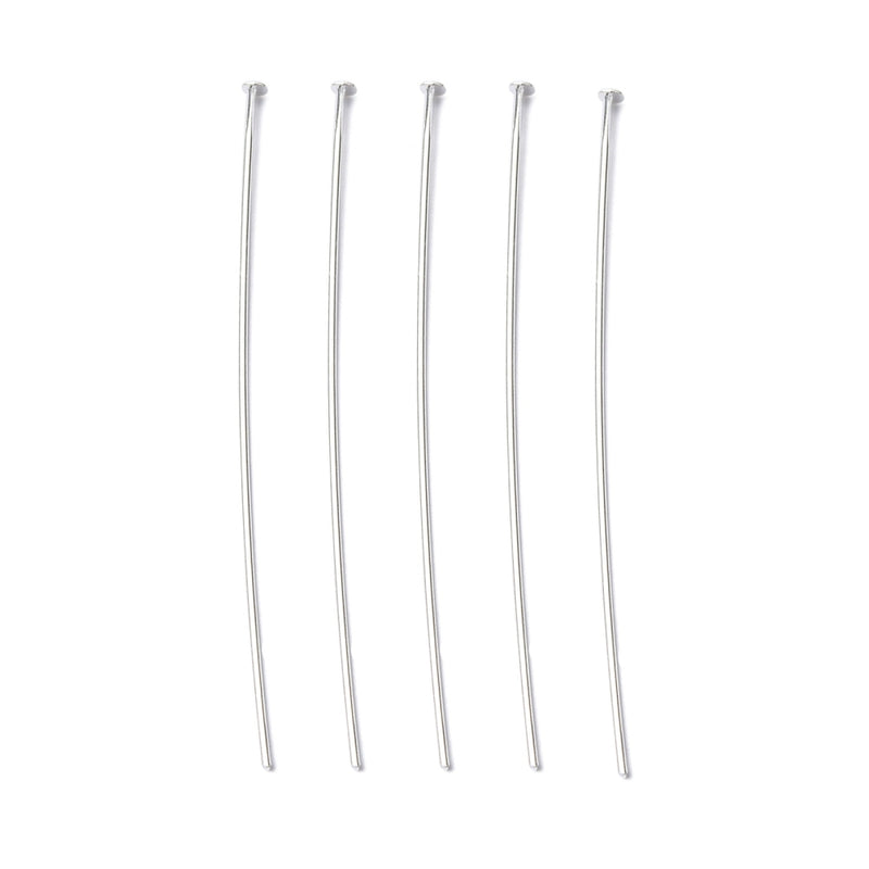 The Bead Store 0.8mm Silver Plated Brass Headpins 50mm Long Pack of 50
