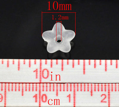 The Bead Store 10mm Acrylic Flower Bead Caps ~ Frosted White ~ Pack of 50