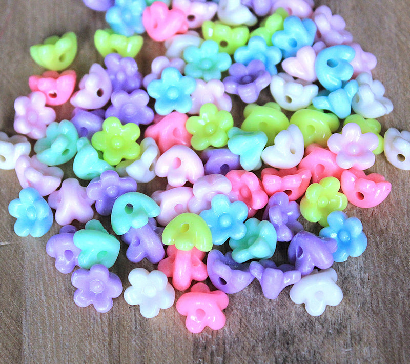 The Bead Store 10mm Acrylic Flower Beads Mixed Colours ~ Pack of 40