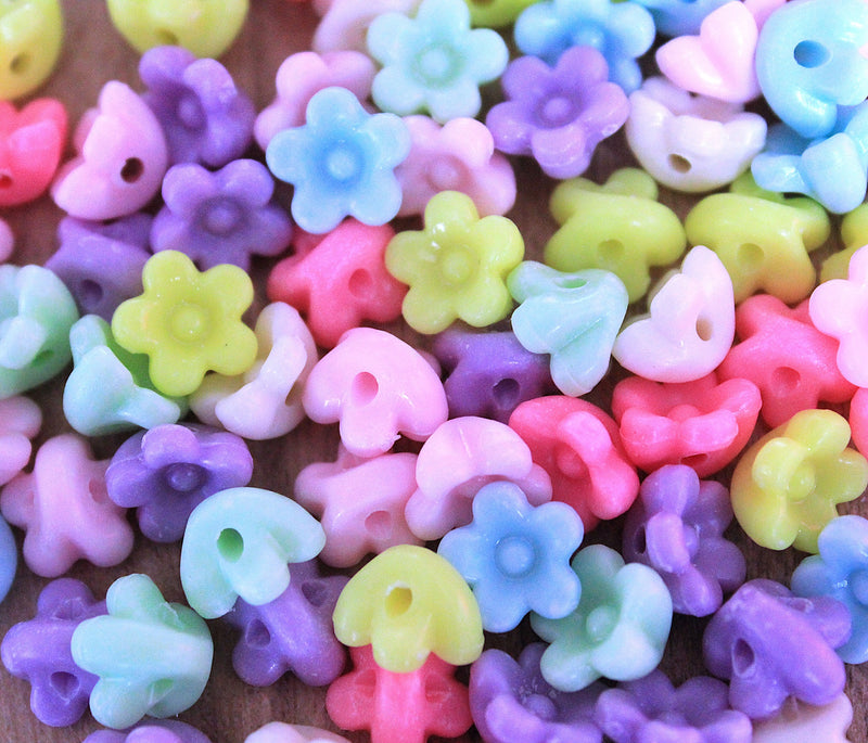 The Bead Store 10mm Acrylic Flower Beads Mixed Colours ~ Pack of 40