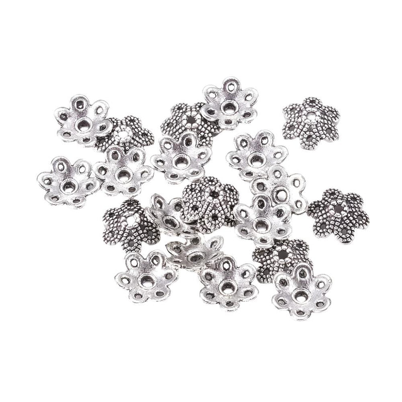 The Bead Store 10mm Antique Silver Plated Bead Caps Pack of 10