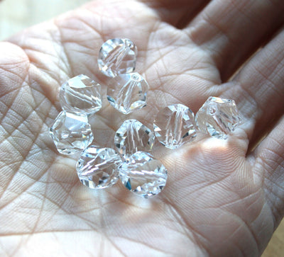 The Bead Store 10mm Multi-facet Crystal Glass Beads Crystal Clear pack of 10