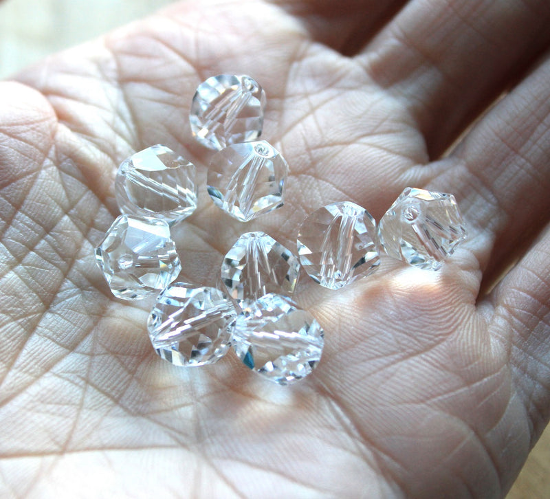 The Bead Store 10mm Multi-facet Crystal Glass Beads Crystal Clear pack of 10