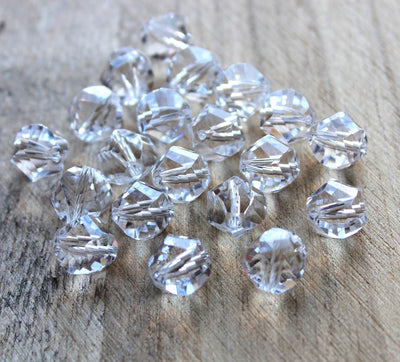 The Bead Store 10mm Multi-facet Crystal Glass Beads Crystal Clear pack of 10