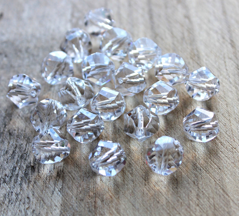 The Bead Store 10mm Multi-facet Crystal Glass Beads Crystal Clear pack of 10
