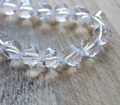 The Bead Store 10mm Multi-facet Crystal Glass Beads Crystal Clear pack of 10