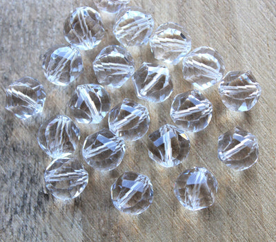 The Bead Store 10mm Multi-facet Crystal Glass Beads Crystal Clear pack of 10
