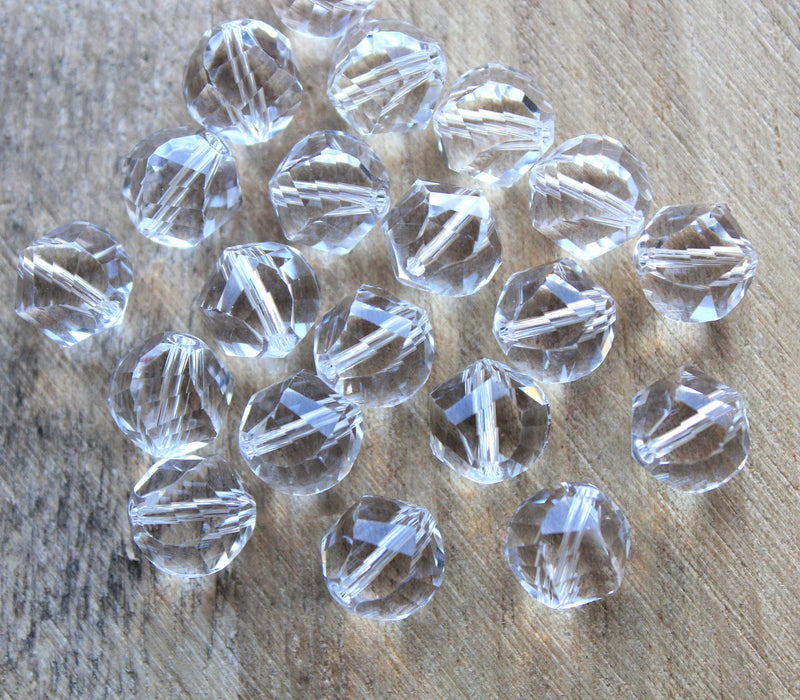 The Bead Store 10mm Multi-facet Crystal Glass Beads Crystal Clear pack of 10