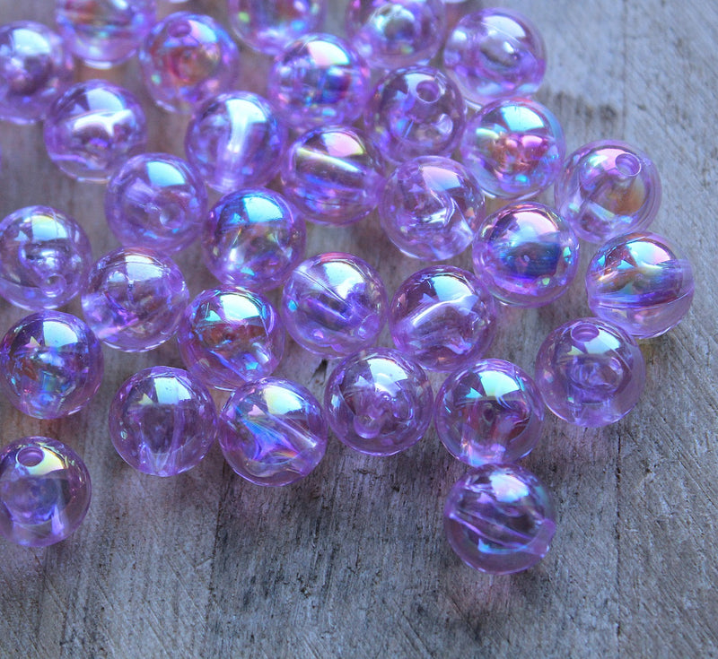 The Bead Store 10mm Round Acrylic Beads ~ Light Violet AB ~ Pack of 10