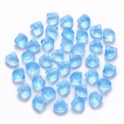 The Bead Store 10mm Top Drilled Shell Shaped Glass Beads Aqua