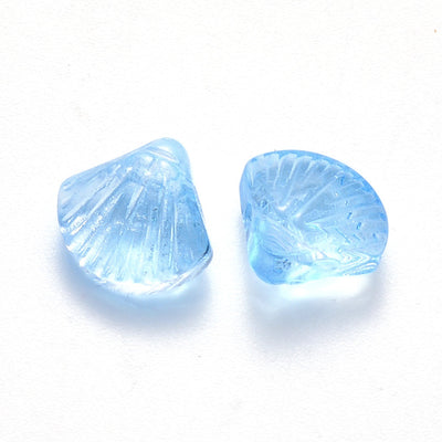 The Bead Store 10mm Top Drilled Shell Shaped Glass Beads Aqua