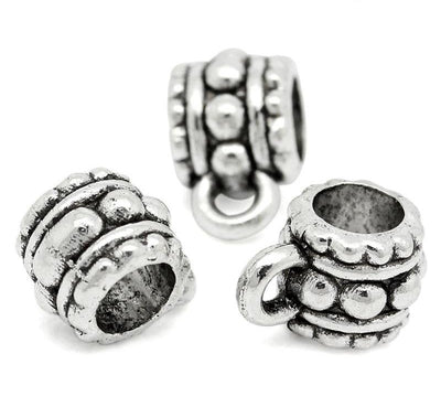 The Bead Store 10x6mm Antique Silver Plated Beaded Bails ~ Pack of 5