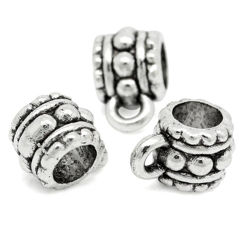 The Bead Store 10x6mm Antique Silver Plated Beaded Bails ~ Pack of 5